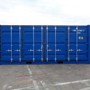 Contenedor marítimo 20 pies lateral abierto azul nuevo