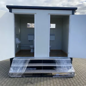 Contenedor sanitario doble con depósito de residuos blanco 3×2 metros