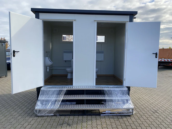 Contenedor sanitario doble con depósito de residuos blanco 3×2 metros